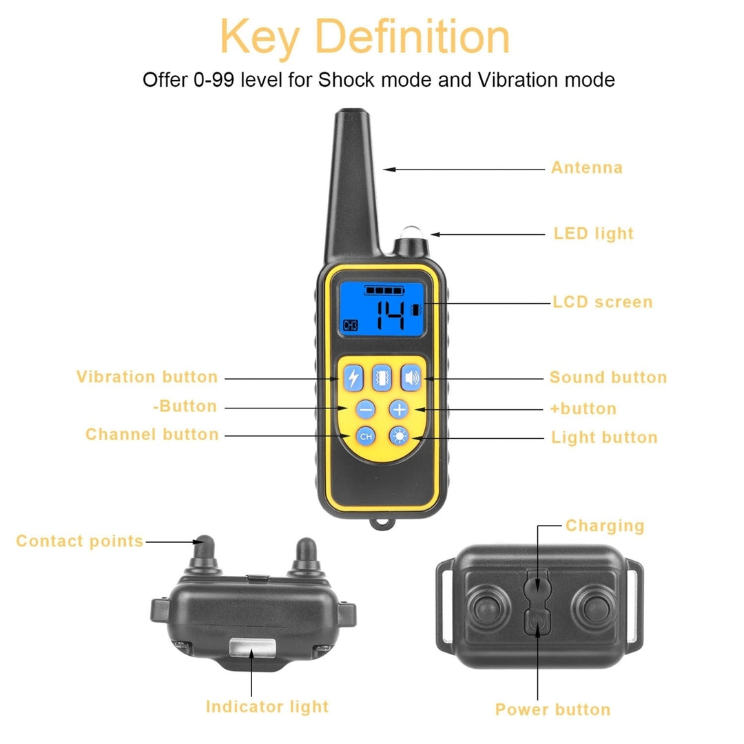 Dog Training Collar IP67 Waterproof Pet Trainer 300mAh Rechargeable 875 Yard Remote Control 4 Modes Image 4