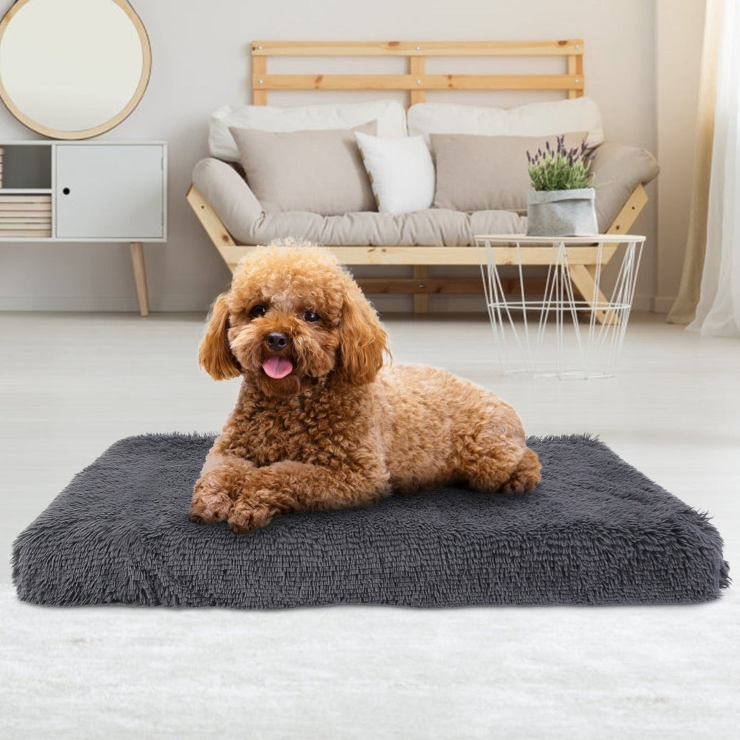 Dog Bed Soft Plush Cushion Cozy Warm Pet Crate Mat Dog Carpet Mattress with Long Plush for S M Dogs Image 1