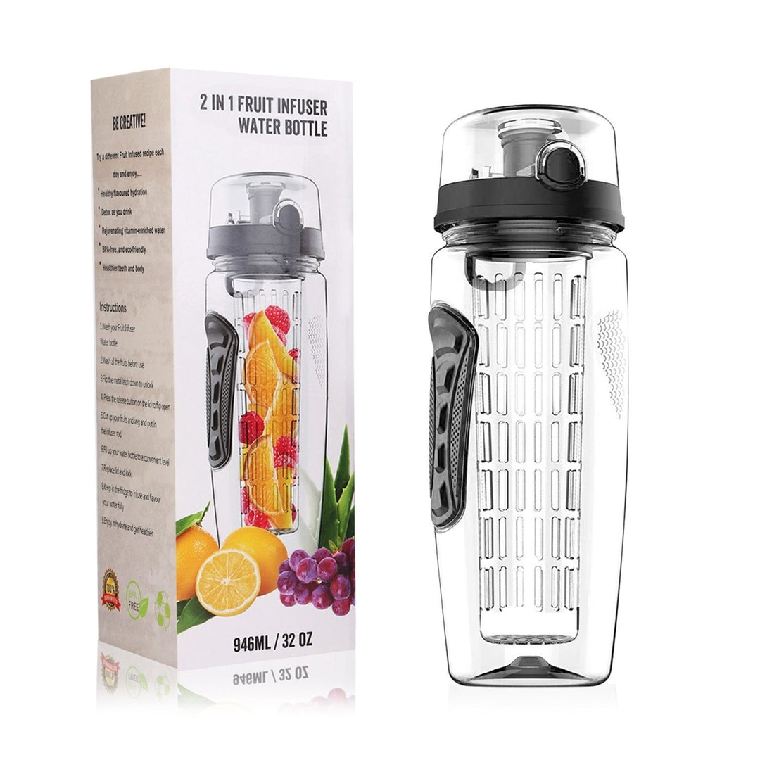 Fruit Infuser Water Bottle 32OZ Juice Shaker Sport with Flip Top Lid Anti-Slip Grips For Office Home Sport Running Image 12