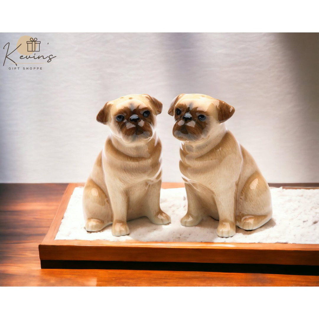 Ceramic Pug Dog Salt and Pepper Shakers Gift for Dog Lovers 3x2x3.5 Image 1