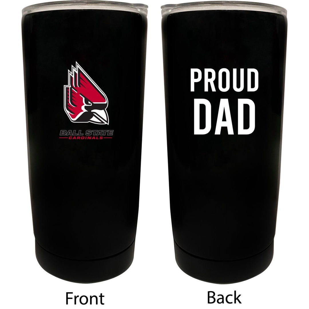 Ball State University NCAA Insulated Tumbler - 16oz Stainless Steel Travel Mug Proud Dad Design Black Image 1