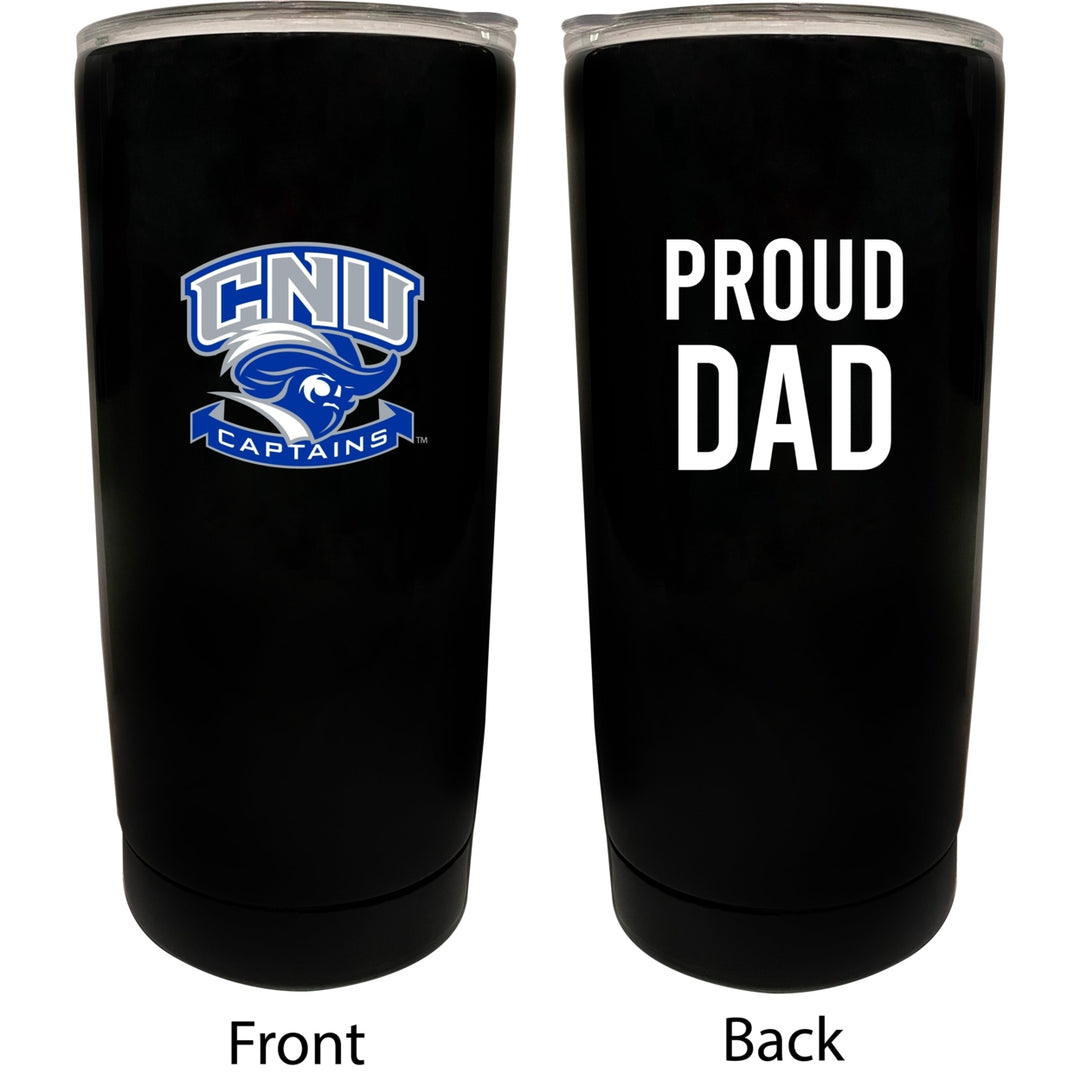 Christopher Newport Captains NCAA Insulated Tumbler - 16oz Stainless Steel Travel Mug Proud Dad Design Black Image 1