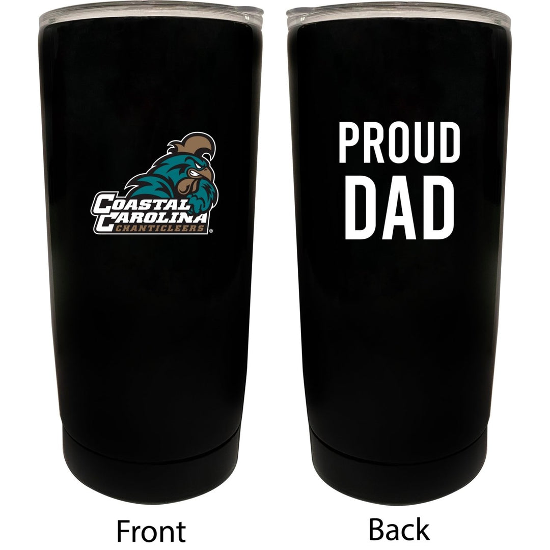 Coastal Carolina University NCAA Insulated Tumbler - 16oz Stainless Steel Travel Mug Proud Dad Design Black Image 1