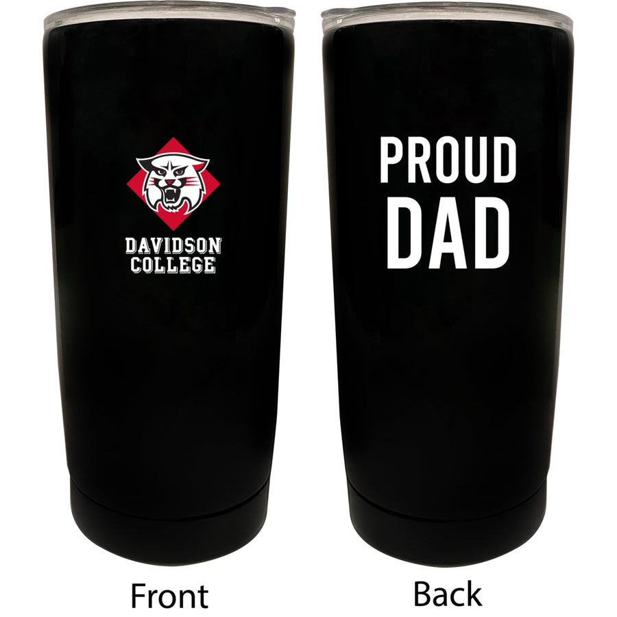 Davidson College NCAA Insulated Tumbler - 16oz Stainless Steel Travel Mug Proud Dad Design Black Image 1