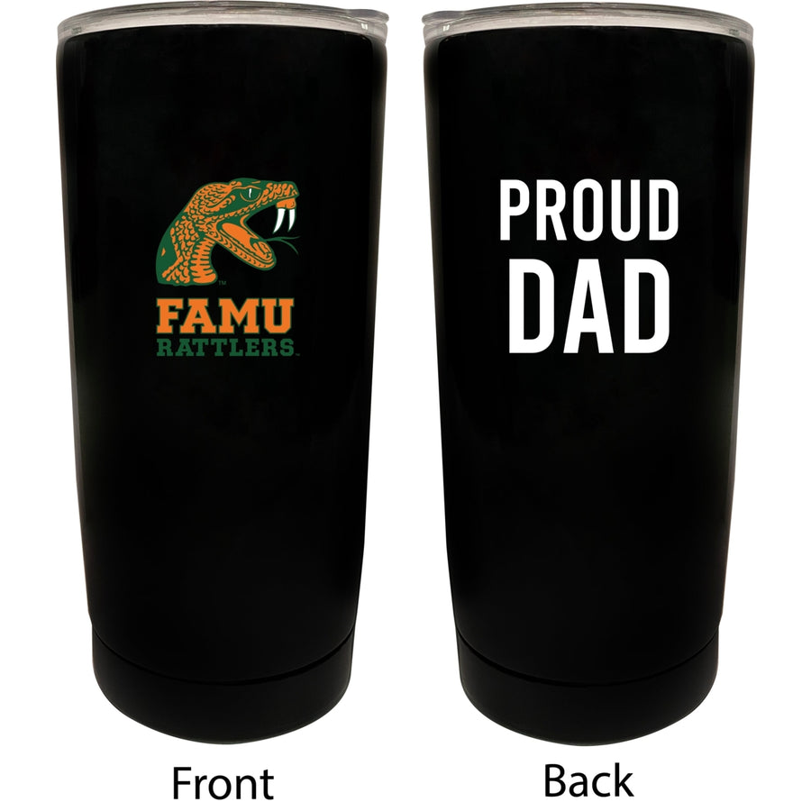 Florida AandM Rattlers NCAA Insulated Tumbler - 16oz Stainless Steel Travel Mug Proud Dad Design Black Image 1