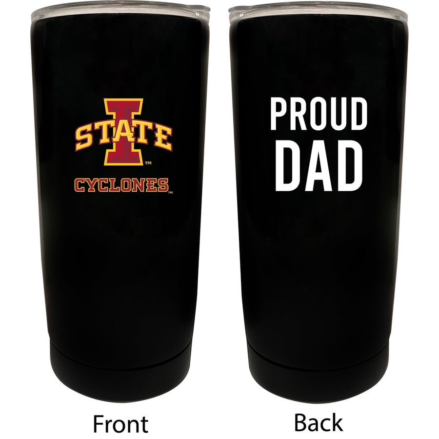 Iowa State Cyclones NCAA Insulated Tumbler - 16oz Stainless Steel Travel Mug Proud Dad Design Black Image 1