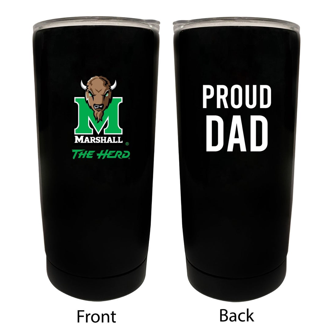 Marshall Thundering Herd NCAA Insulated Tumbler - 16oz Stainless Steel Travel Mug Proud Dad Design Black Image 1