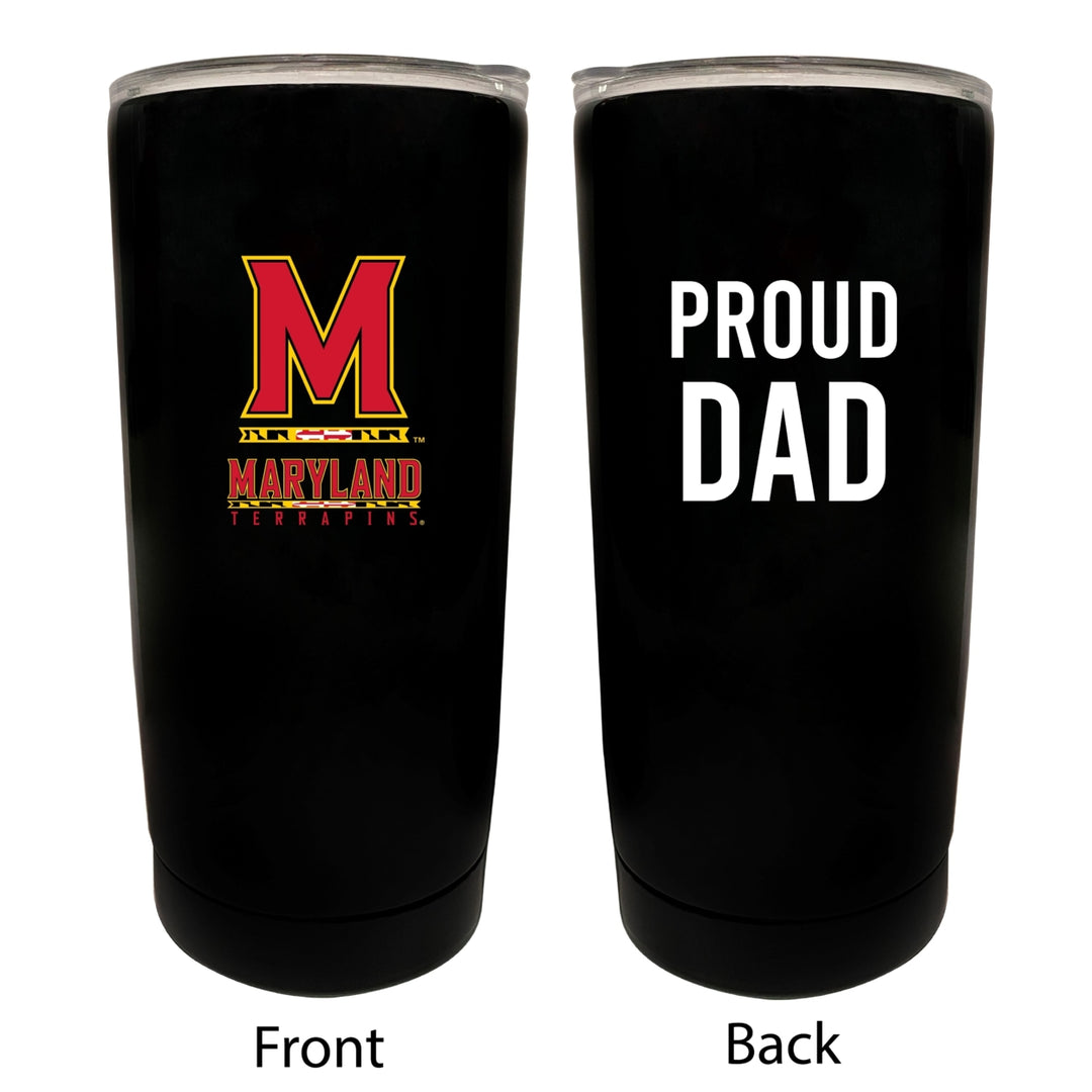 Maryland Terrapins NCAA Insulated Tumbler - 16oz Stainless Steel Travel Mug Proud Dad Design Black Image 1