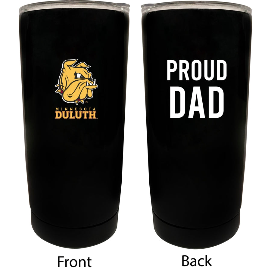 Minnesota Duluth Bulldogs NCAA Insulated Tumbler - 16oz Stainless Steel Travel Mug Proud Dad Design Black Image 1