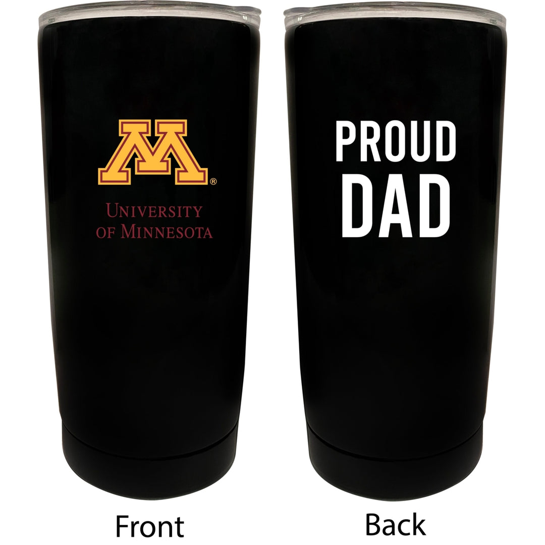 Minnesota Gophers NCAA Insulated Tumbler - 16oz Stainless Steel Travel Mug Proud Dad Design Black Image 1