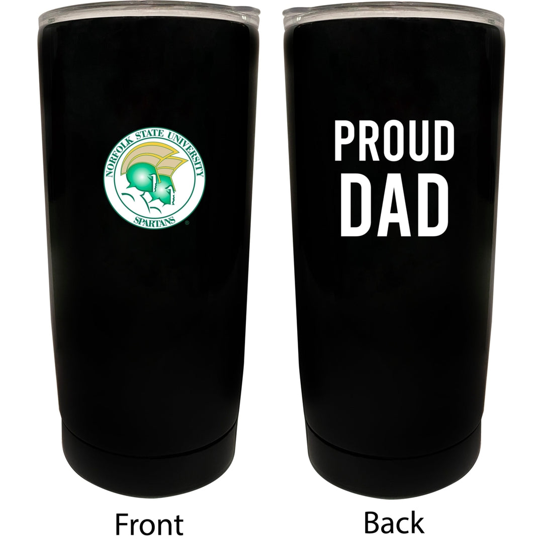 Norfolk State University NCAA Insulated Tumbler - 16oz Stainless Steel Travel Mug Proud Dad Design Black Image 1