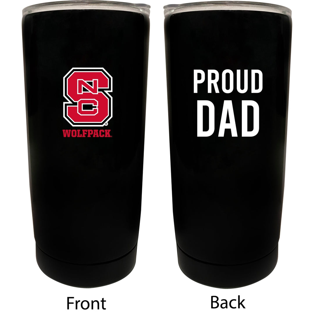 NC State Wolfpack NCAA Insulated Tumbler - 16oz Stainless Steel Travel Mug Proud Dad Design Black Image 1