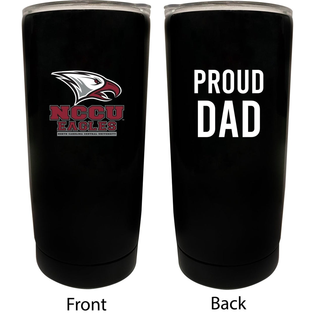 North Carolina Central Eagles NCAA Insulated Tumbler - 16oz Stainless Steel Travel Mug Proud Dad Design Black Image 1