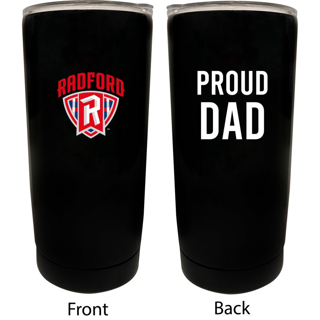 Radford University Highlanders NCAA Insulated Tumbler - 16oz Stainless Steel Travel Mug Proud Dad Design Black Image 1