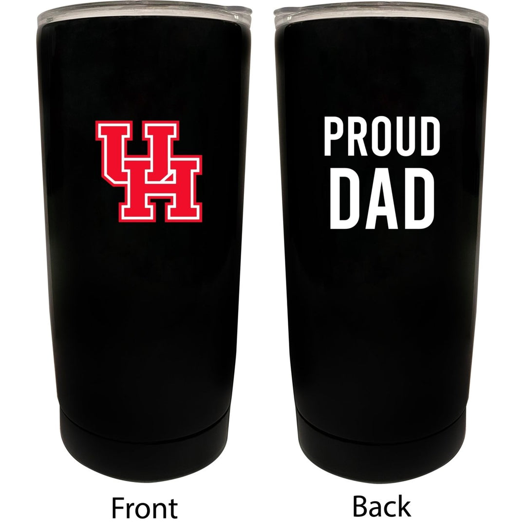 University of Houston NCAA Insulated Tumbler - 16oz Stainless Steel Travel Mug Proud Dad Design Black Image 1