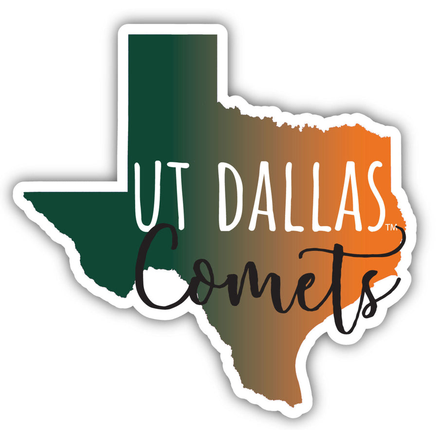 University of Texas at Dallas Comets Watercolor State Die Cut Decal Image 1