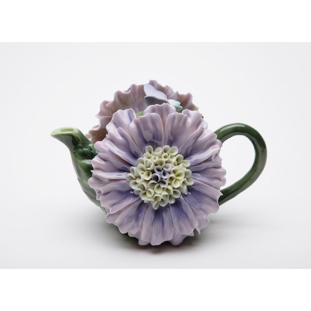 Ceramic Dahlia Flower Teapot 9 oz Handcrafted Image 3