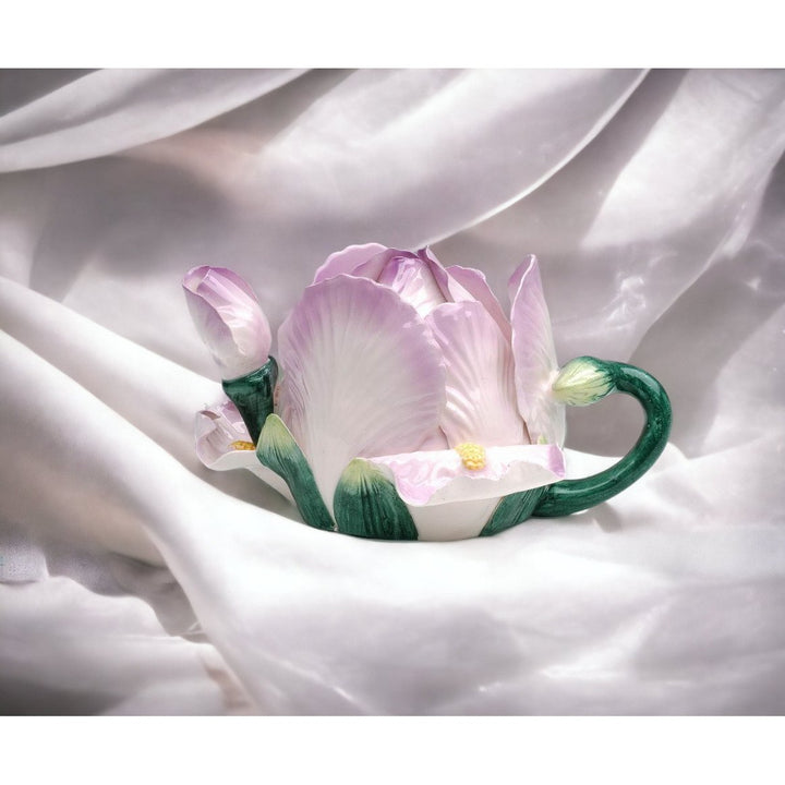 Ceramic Iris Flower Teapot 6.5 inches Image 1