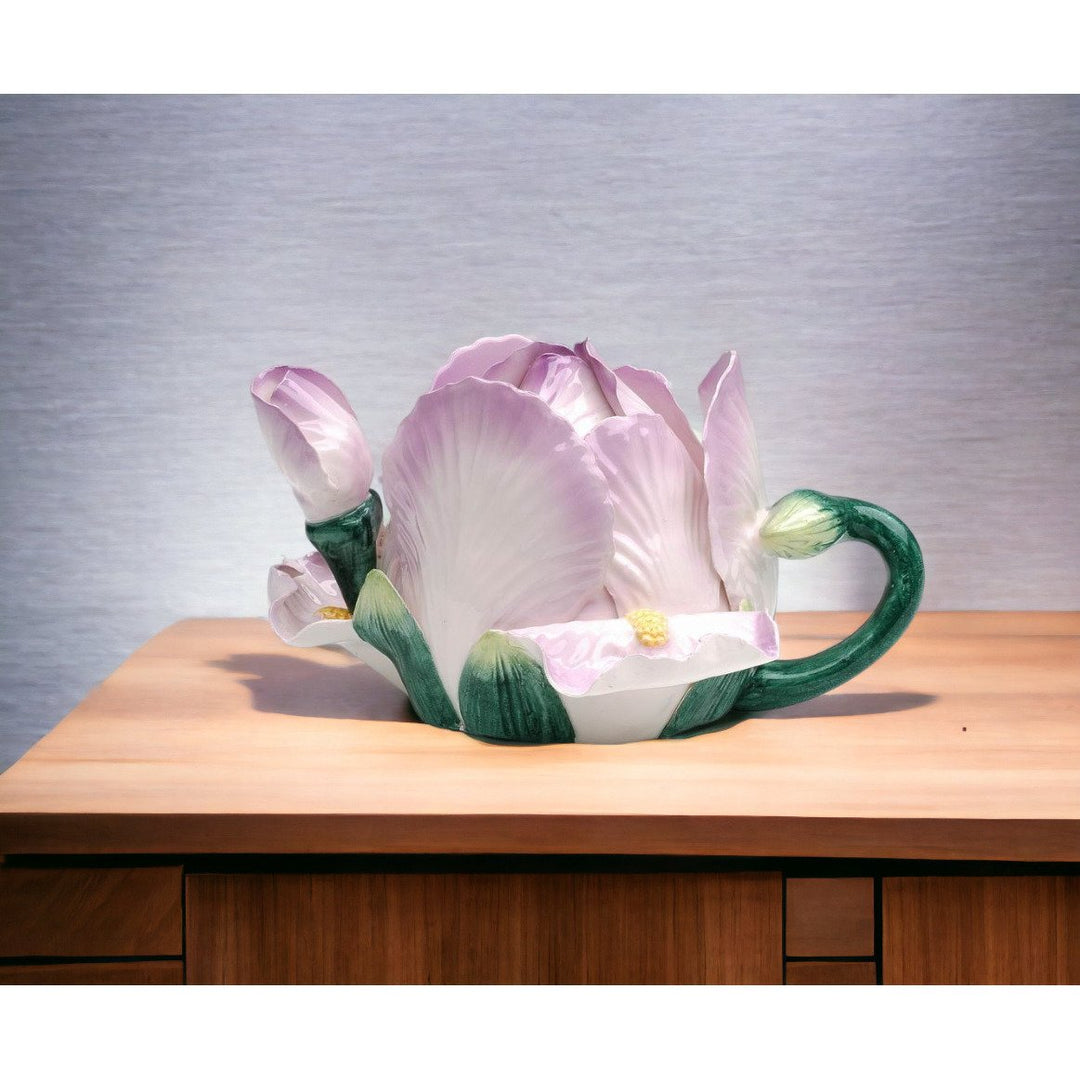 Ceramic Iris Flower Teapot 6.5 inches Image 2