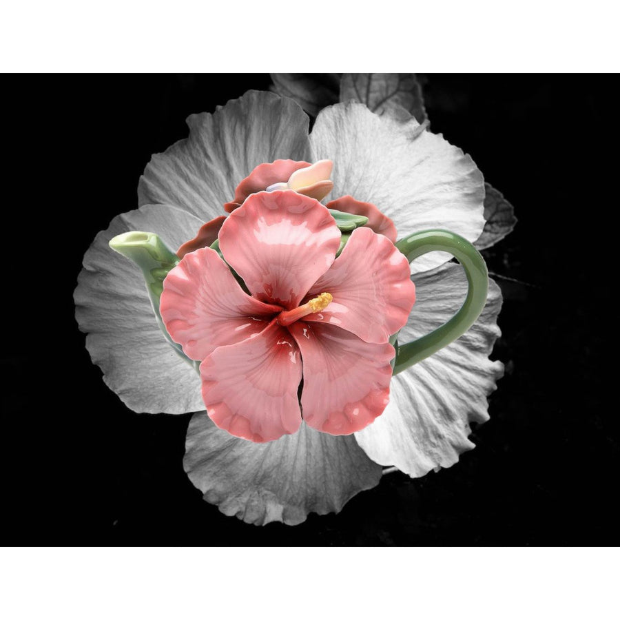 Ceramic Pink Hibiscus Flower Teapot 8 oz 6 3/8in Image 1