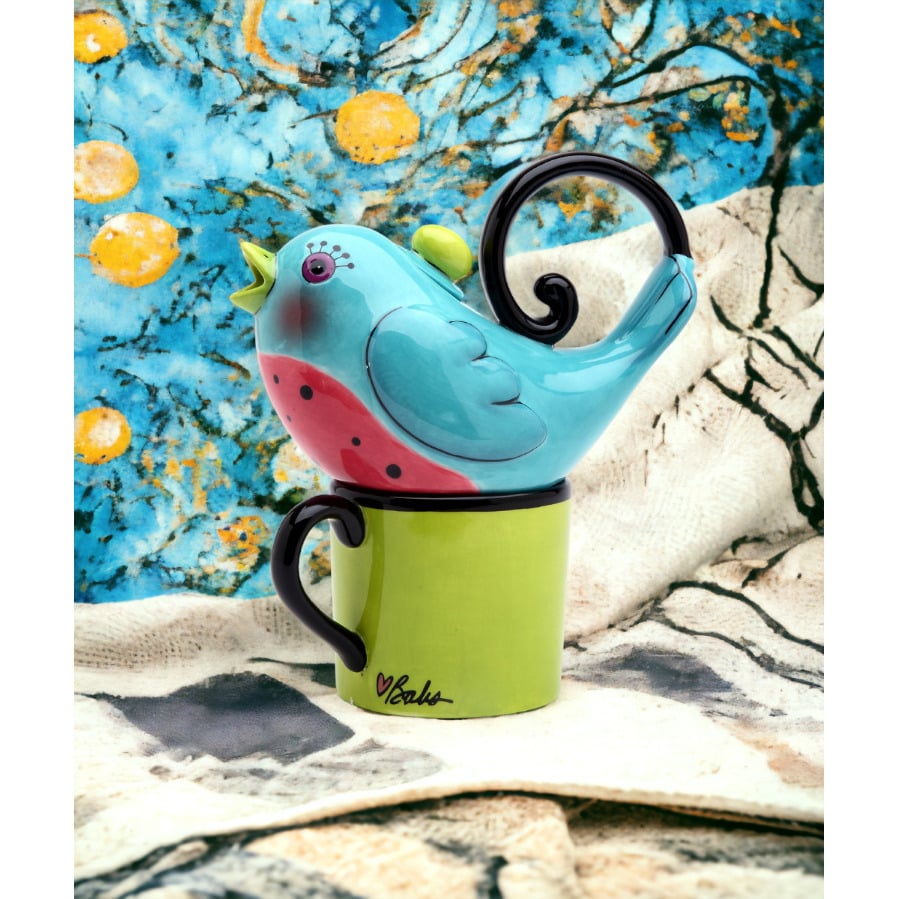 Ceramic Blue Bird Tea for One Hand Painted Teapot Set 11oz Image 1