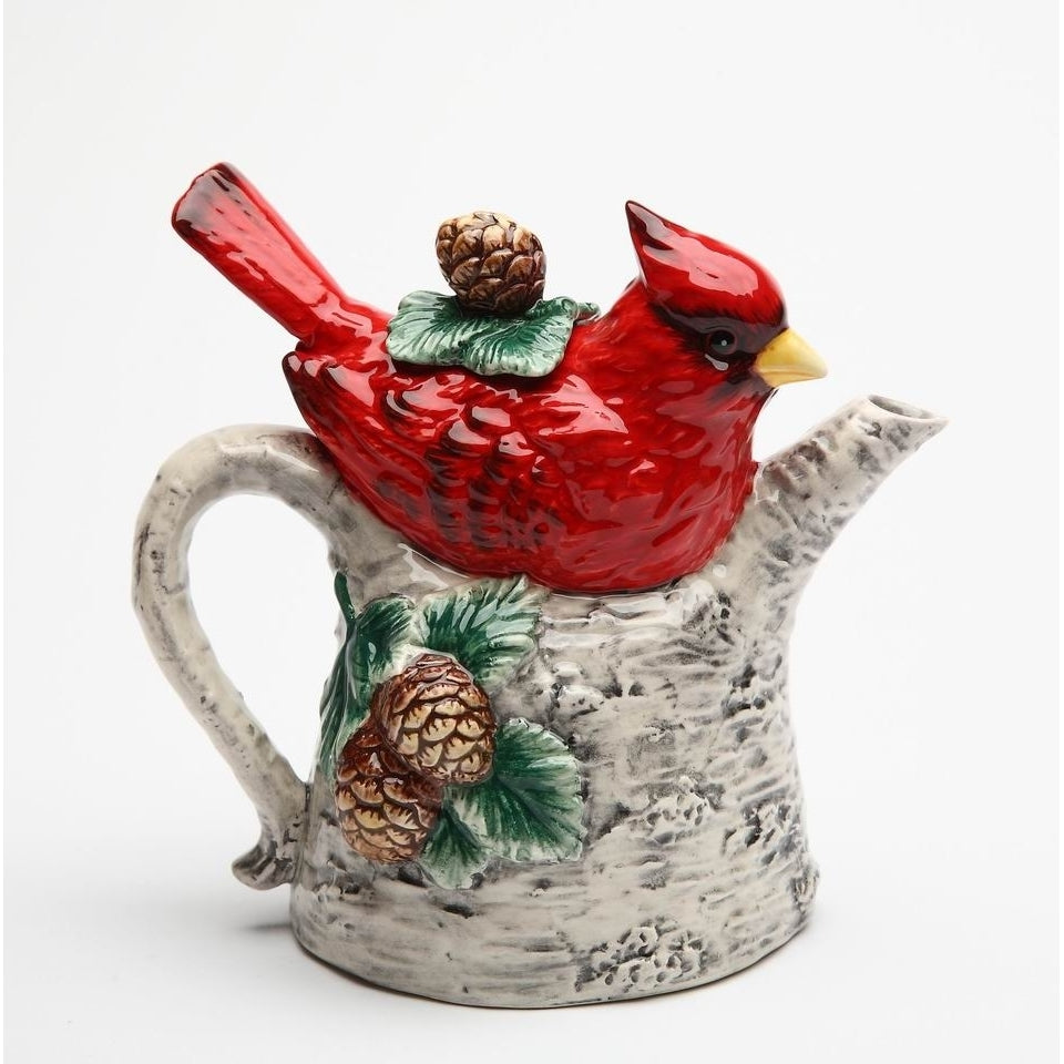 Ceramic Cardinal Bird Teapot 12oz 6in Gifts for Mom Birdwatchers Image 3