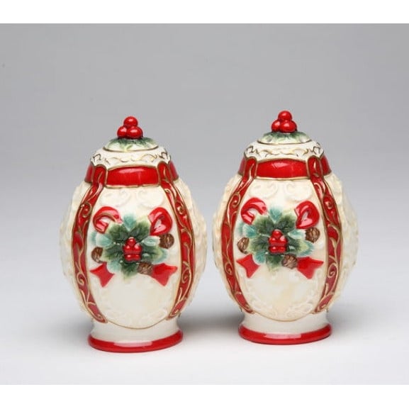 Poinsettia Ceramic Salt and Pepper Shakers 2.38in Christmas Gift Image 3