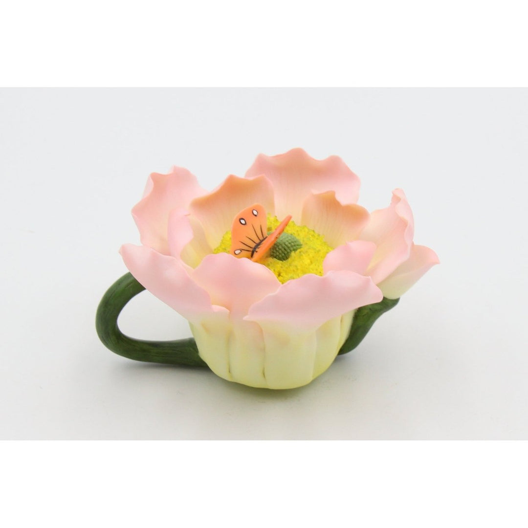 Kevins Gift Shoppe Mini Ceramic Wild Rose with Butterfly Teapot Figurine Image 2