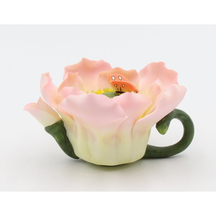 Kevins Gift Shoppe Mini Ceramic Wild Rose with Butterfly Teapot Figurine Image 3