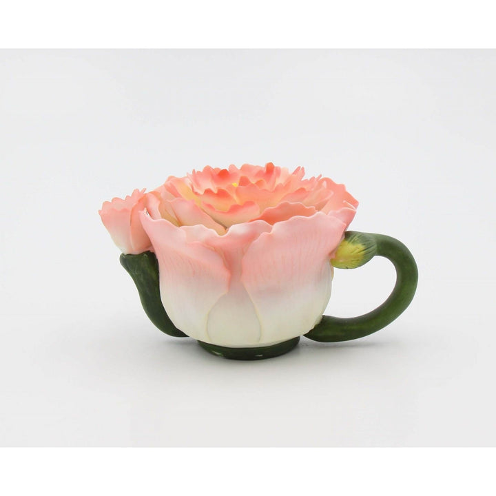 Ceramic Mini Peony Teapot Figurine 5" Hand Painted Image 2