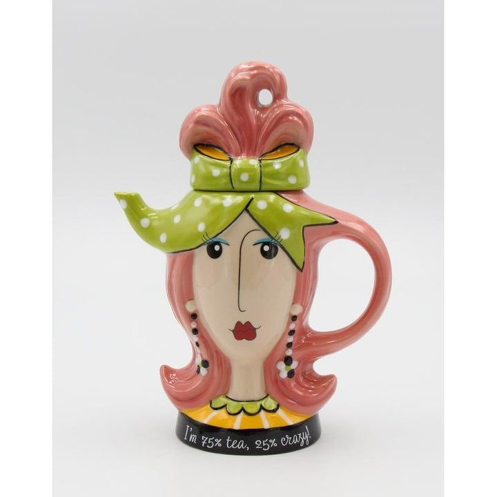 Ceramic Pink Hair Lady Teapot  Kitchen D cor Tea Party D cor Caf D cor Image 2