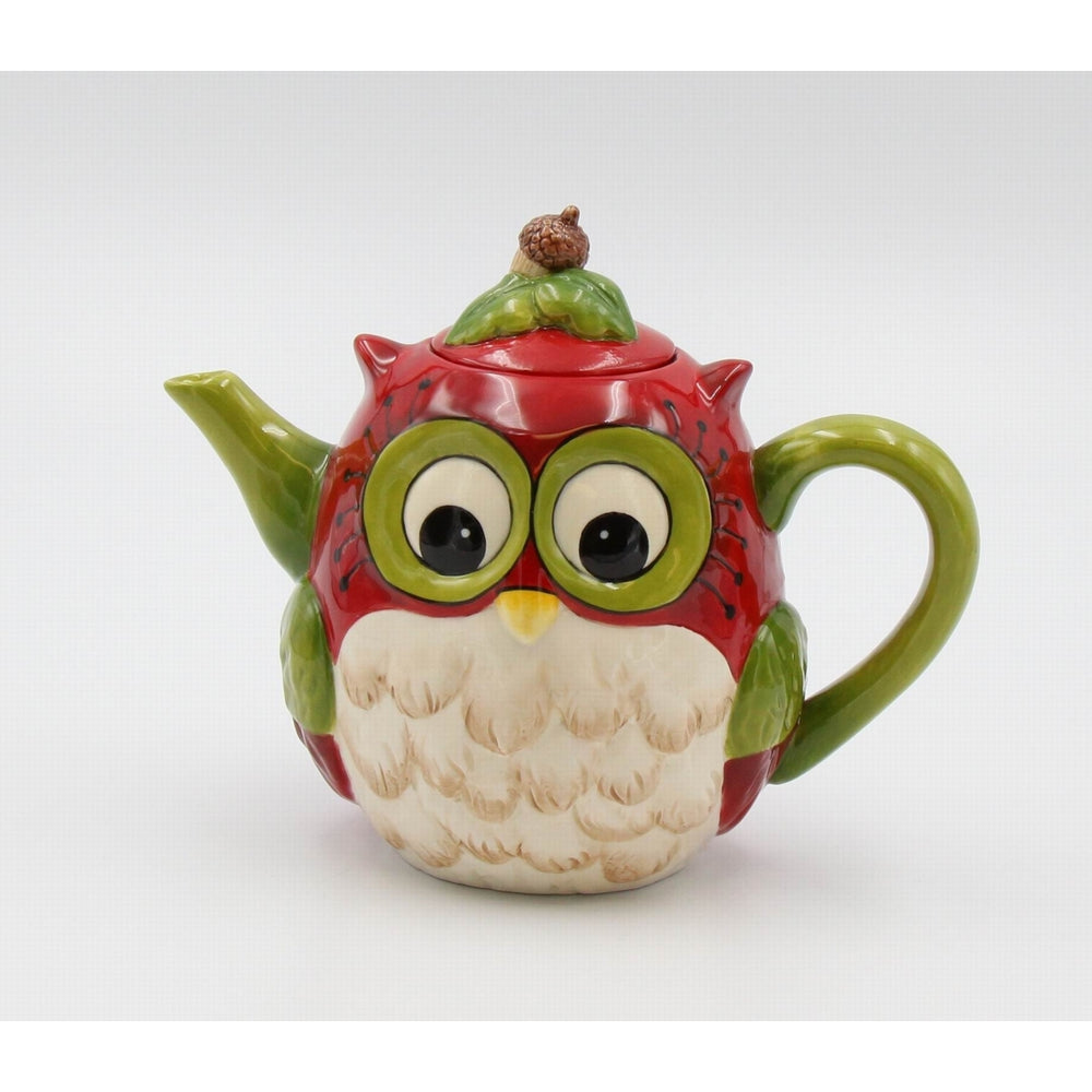 Hand Painted Ceramic Owl TeapotTea Party DcorCaf DcorFarmhouse Dcor Image 2
