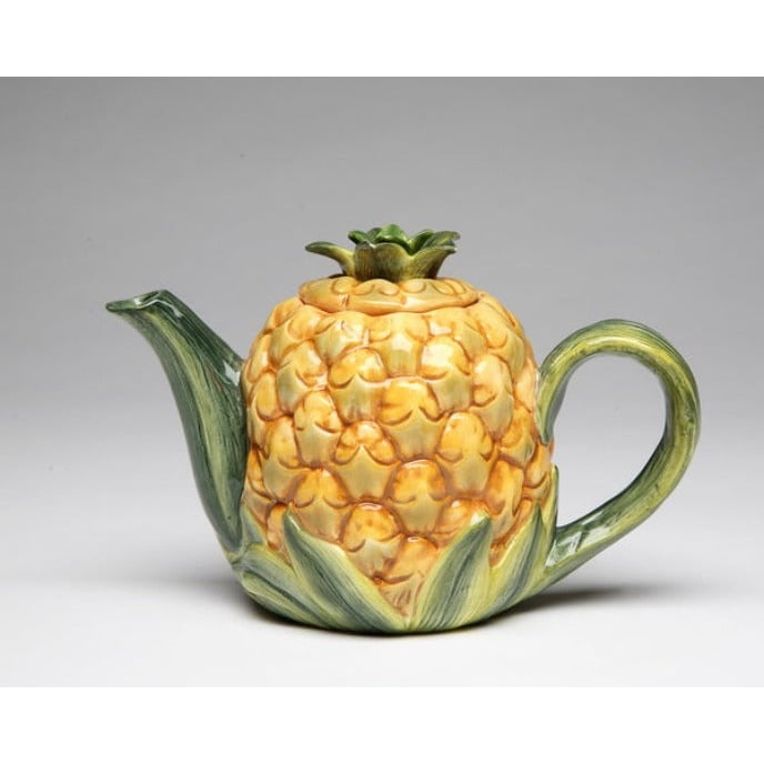 Hand Painted Ceramic Pineapple Teapot 8oz Farmhouse Tea Party Image 3