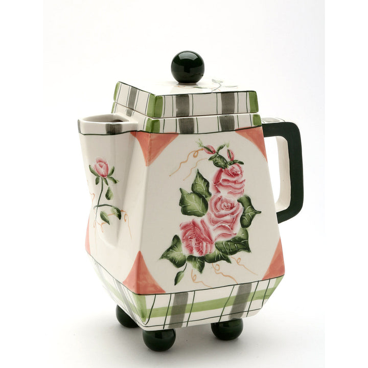 Ceramic Rose Teapot Hand Painted 6.75 Inch 40 Ounce Image 3