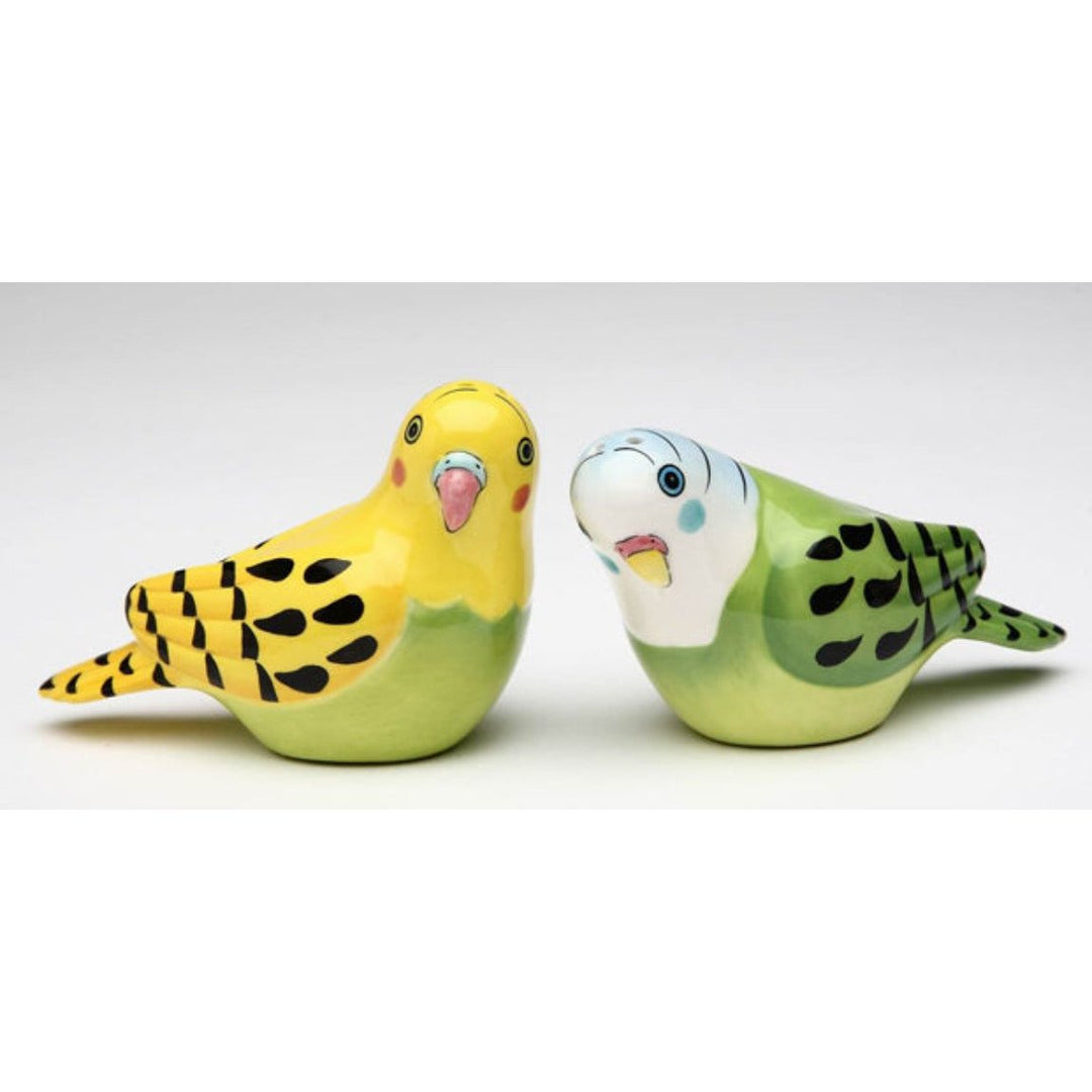 Ceramic Yellow Green Parakeet Salt Pepper Shakers Hand Painted Image 3