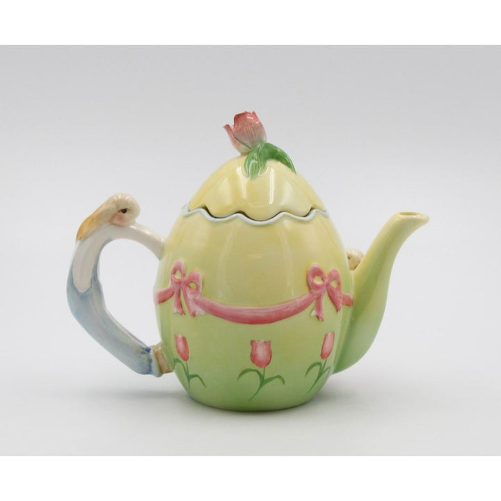 Ceramic Egg Shaped Teapot with Easter Rabbits 16 Ounce Image 3