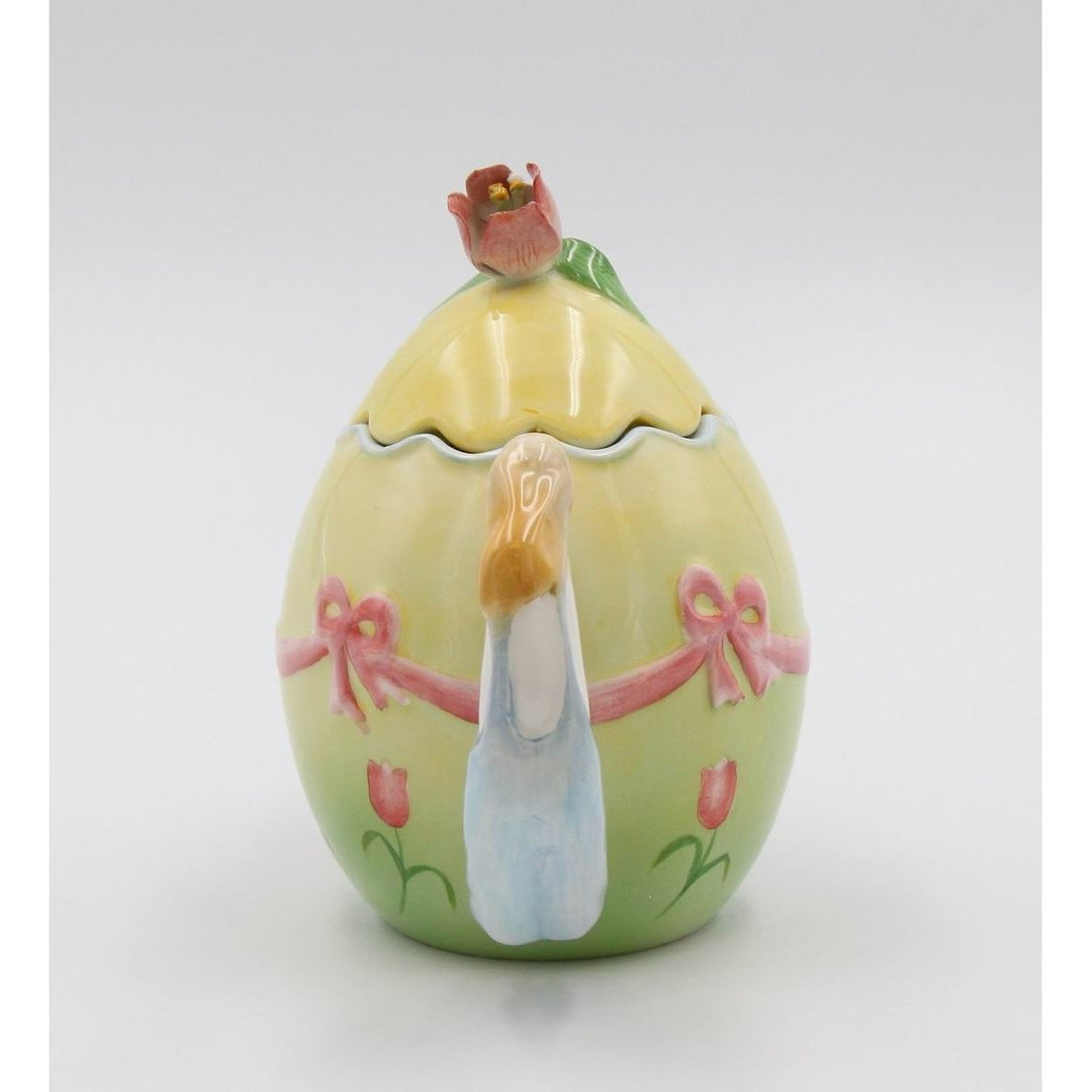 Ceramic Egg Shaped Teapot with Easter Rabbits 16 Ounce Image 4