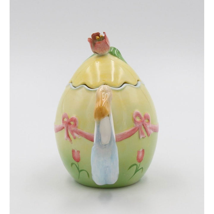 Ceramic Egg Shaped Teapot with Easter Rabbits 16 Ounce Image 4