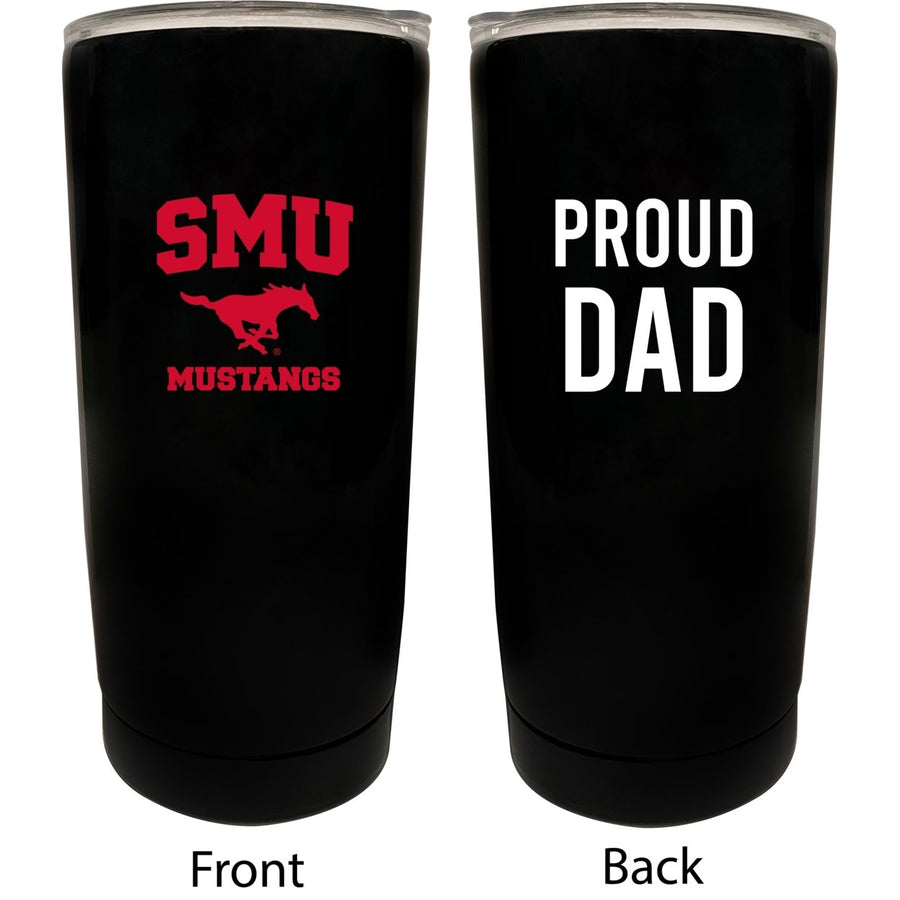 Southern Methodist University NCAA Insulated Tumbler - 16oz Stainless Steel Travel Mug Proud Dad Design Black Image 1