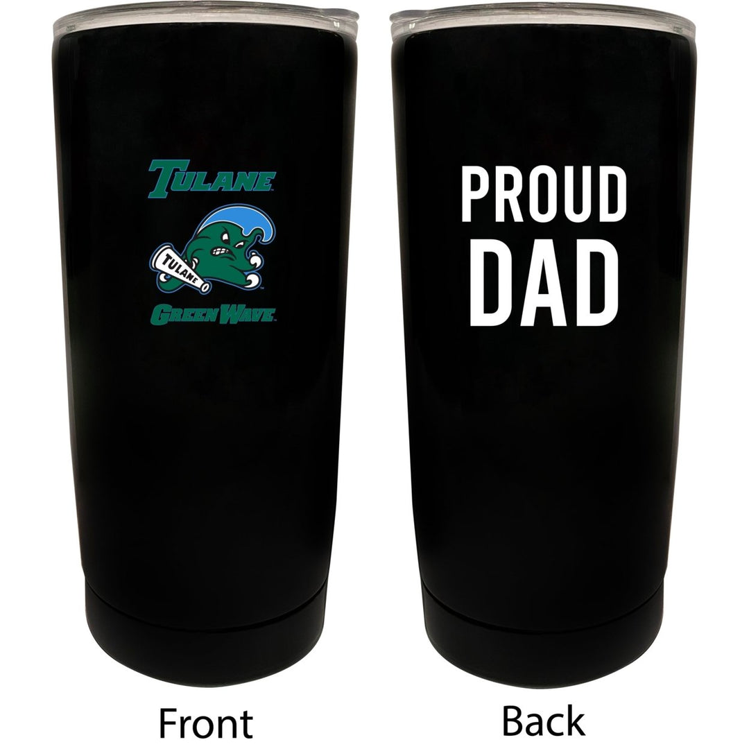 Tulane University Green Wave NCAA Insulated Tumbler - 16oz Stainless Steel Travel Mug Proud Dad Design Black Image 1