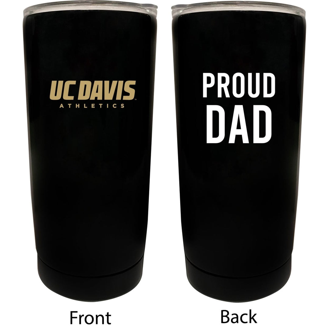 UC Davis Aggies NCAA Insulated Tumbler - 16oz Stainless Steel Travel Mug Proud Dad Design Black Image 1