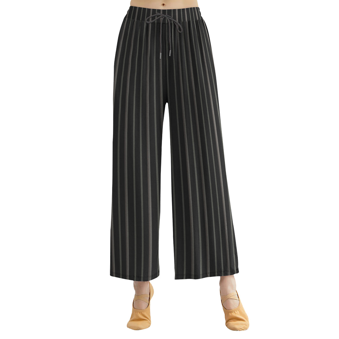 3-pack Ladies Stripe Palazzo Pants-Wide LegDrawstringQuick-Dry Breathable Soft Comfy Formal Casual Beach Lounge Summer Image 6