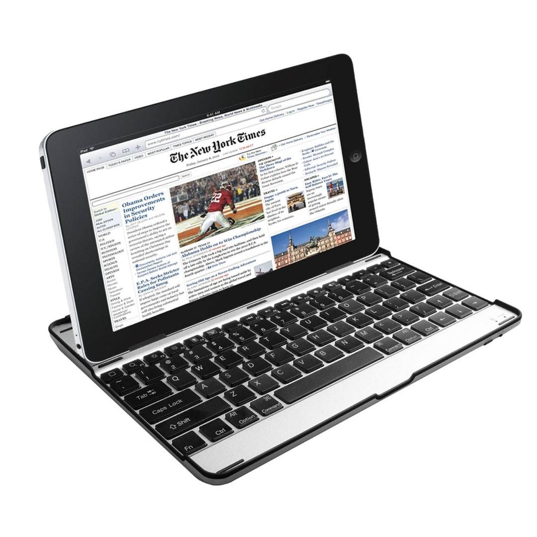 Silver and black aluminum alloy Wireless keyboard tablet cover Image 4