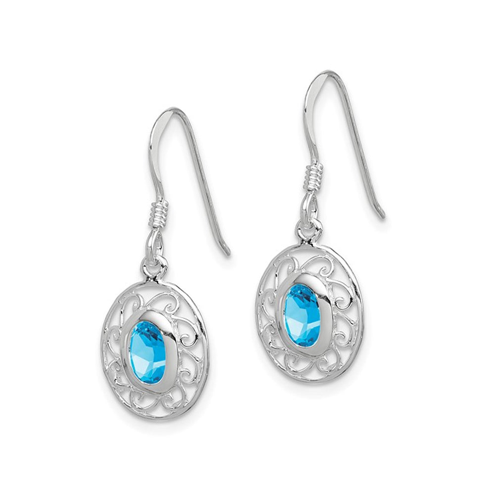 1.15 Carat (ctw) Natural Blue Topaz Dangle Earrings in Sterling Silver Image 4