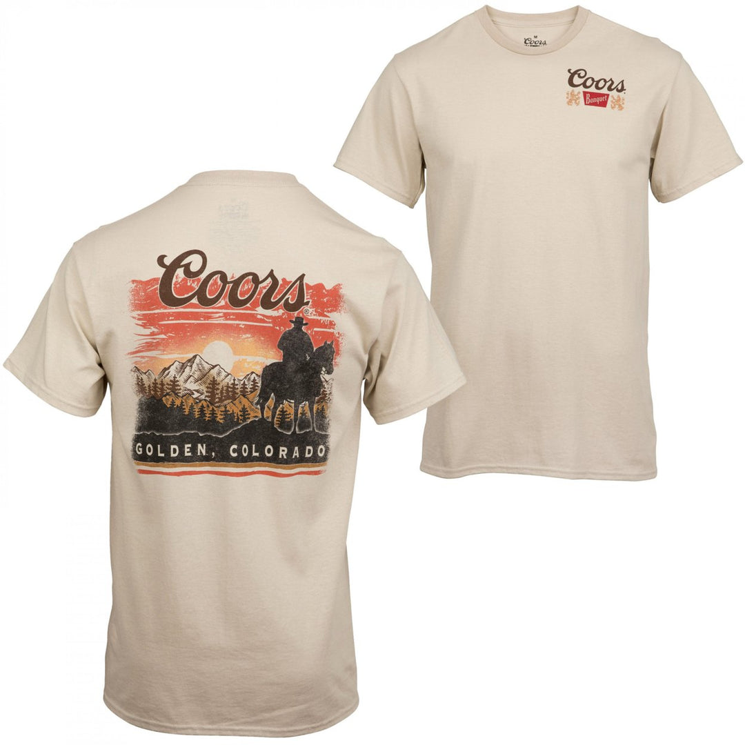 Coors Sunset in Golden Colorado Front and Back Print T-Shirt Image 1