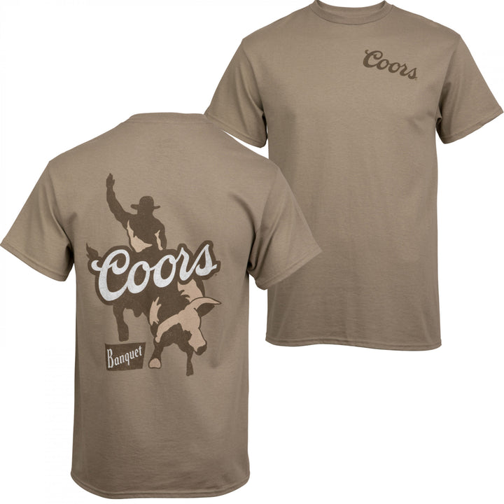 Coors Banquet Rodeo Bull Rider Front and Back Print T-Shirt Image 1