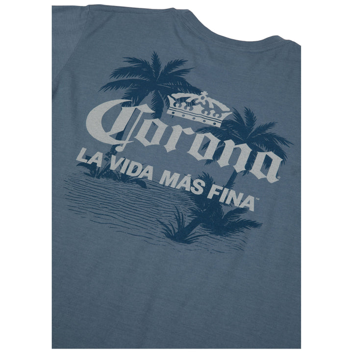 Corona Extra La Vida Mas Fina Palm Trees Front and Back Print T-Shirt Image 3