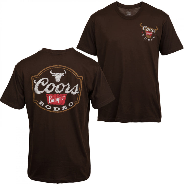 Coors Banquet Rodeo Logo Brown Colorway Front and Back Print T-Shirt Image 1