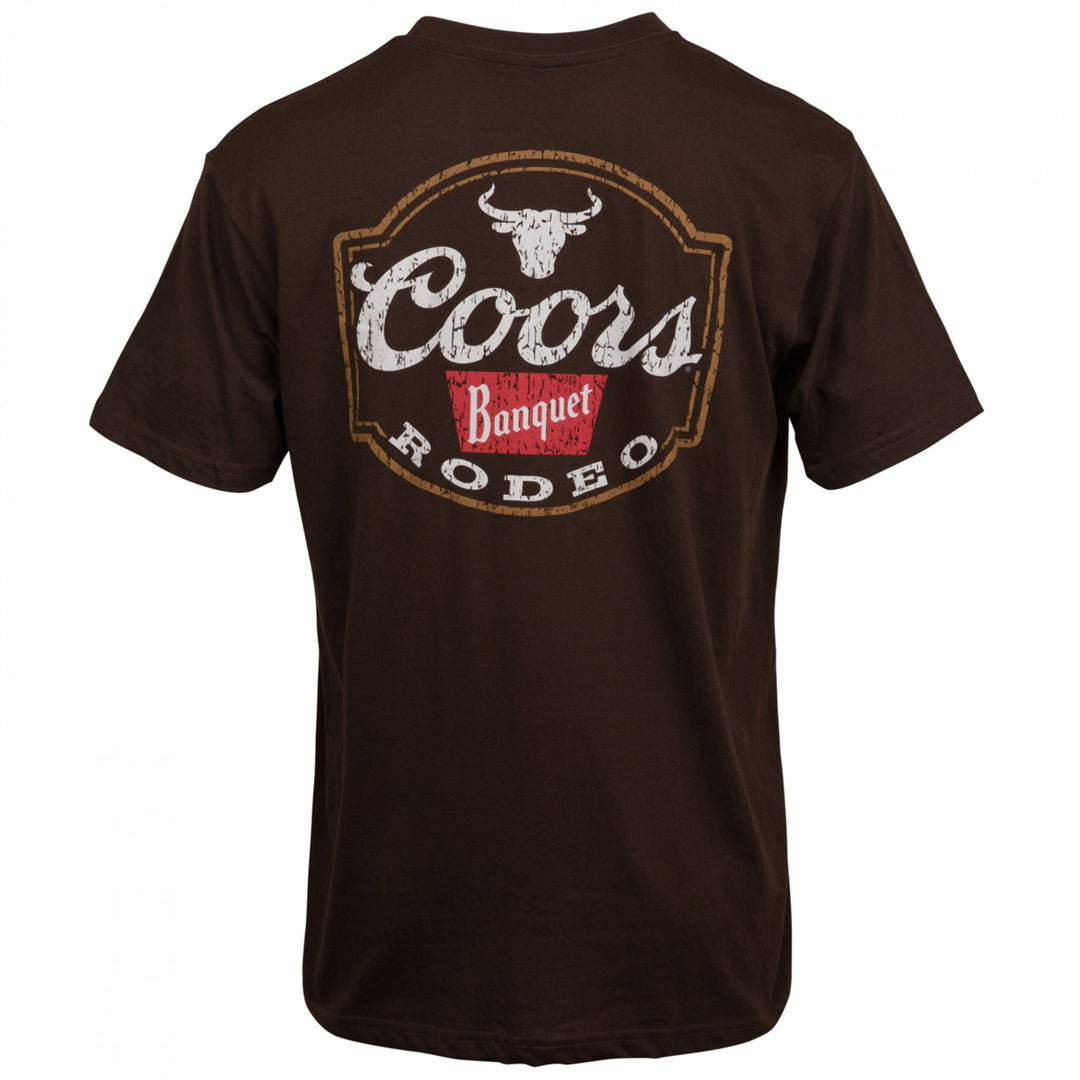 Coors Banquet Rodeo Logo Brown Colorway Front and Back Print T-Shirt Image 3