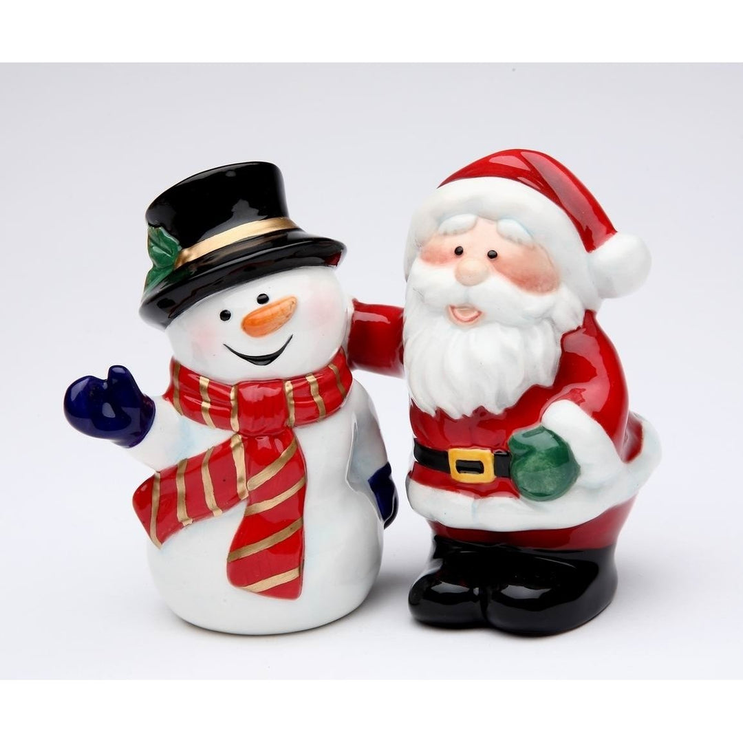 Ceramic Santa Claus Snowman Salt and Pepper Shakers Holiday Decor Kitchen Gift Image 3